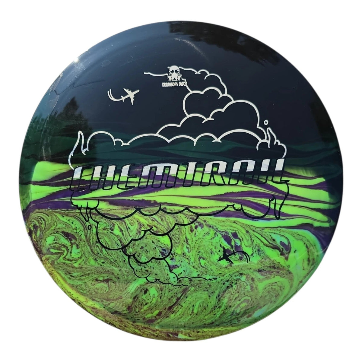 Hand Dyed Chemtrail in Retina Plastic: Lime and Purple - Doomsday Discs