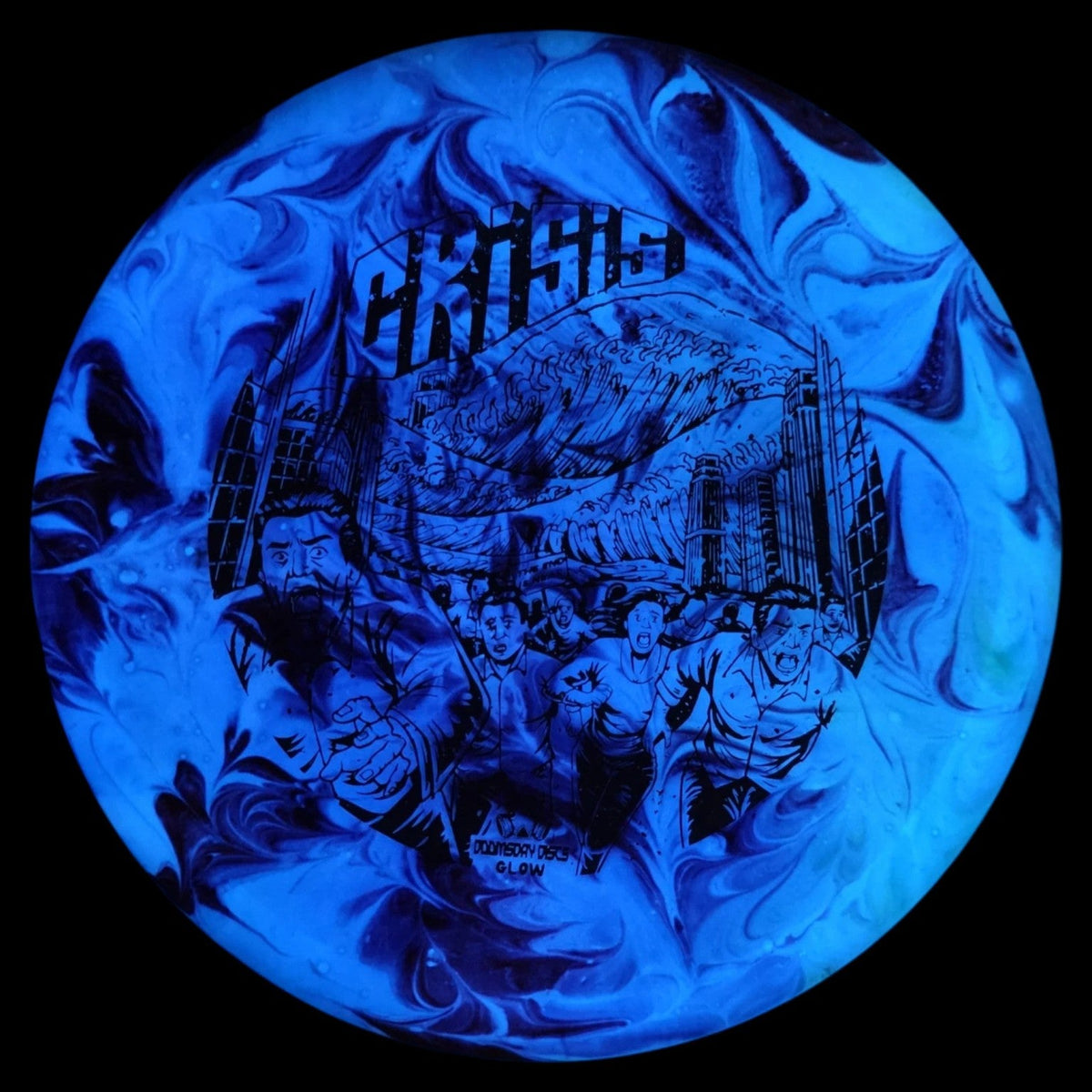 Hand-dyed Doomsday Crisis in Glow Isolation plastic glowing blue in the dark