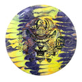 Yellow and purple dye on Thought Space Athletics Crux in Aura plastic, overhead view