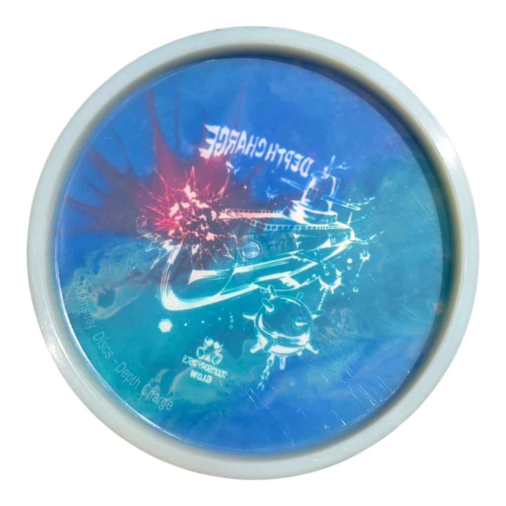 Hand-dyed Doomsday Depth Charge in Glow Isolation plastic, underside view