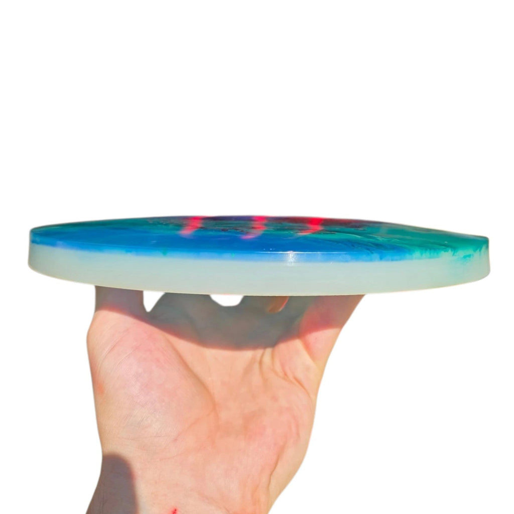 Hand-dyed Doomsday Depth Charge in Glow Isolation plastic, side profile