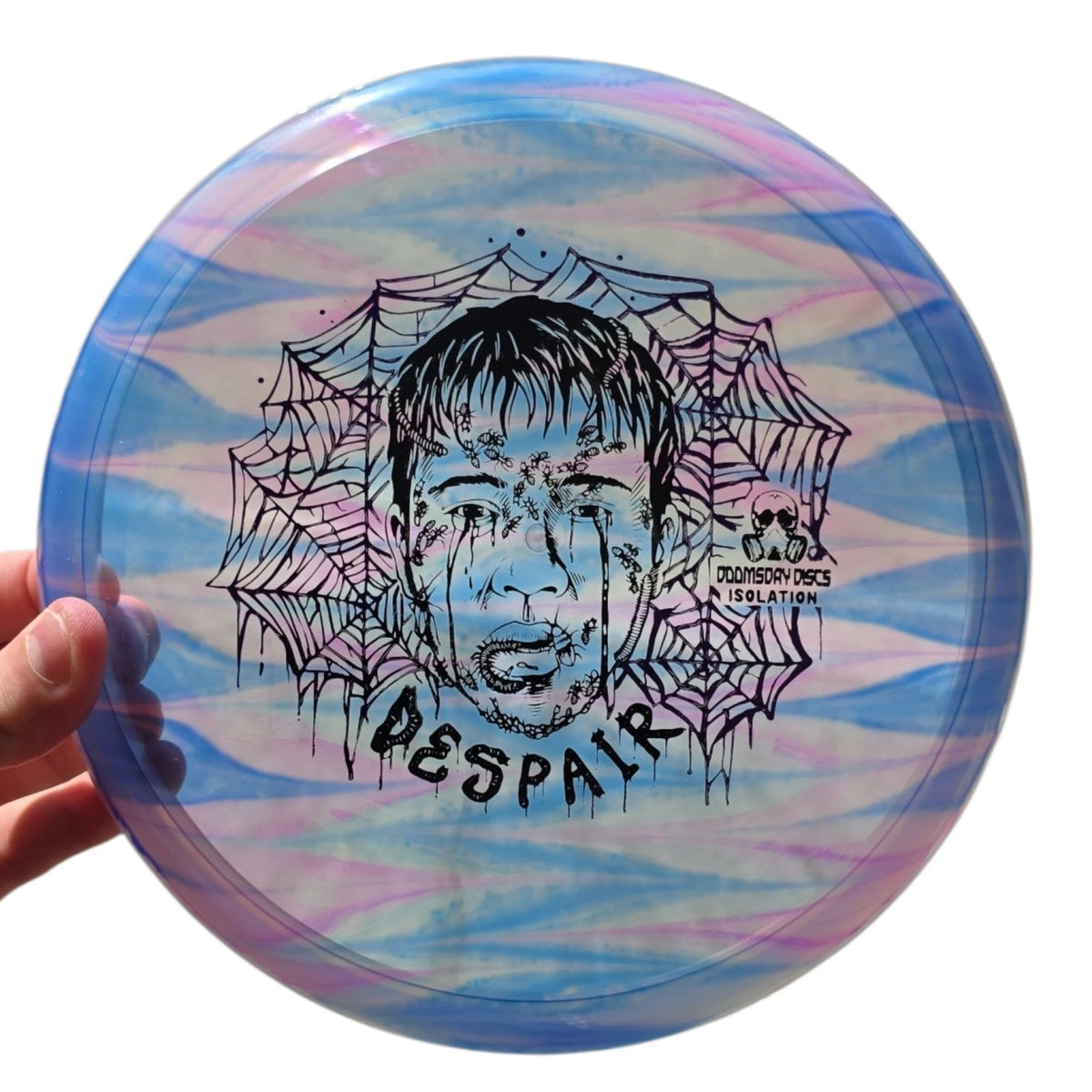 Hand Dyed Despair in Isolation Plastic: Blue and Pink - Doomsday Discs