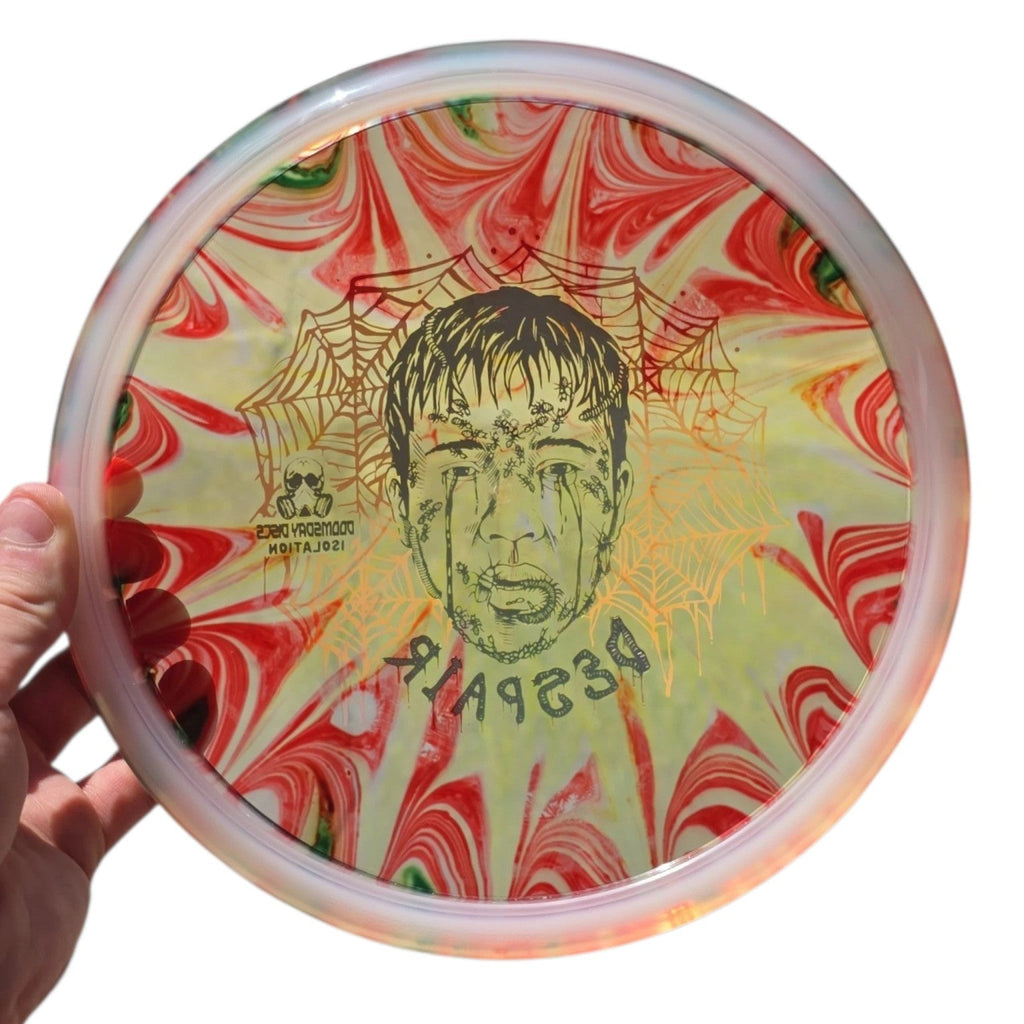Hand Dyed Despair in Isolation Plastic: Red and Green - Doomsday Discs