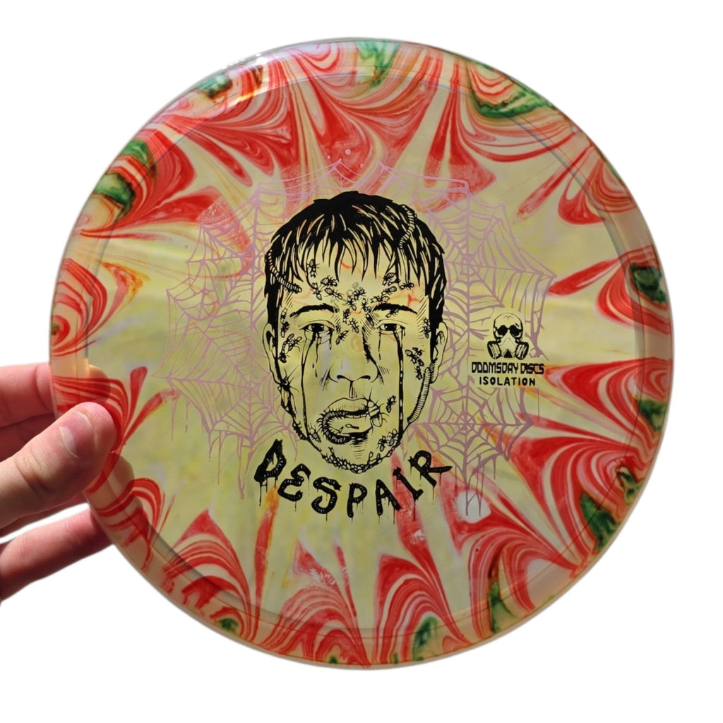 Hand Dyed Despair in Isolation Plastic: Red and Green - Doomsday Discs