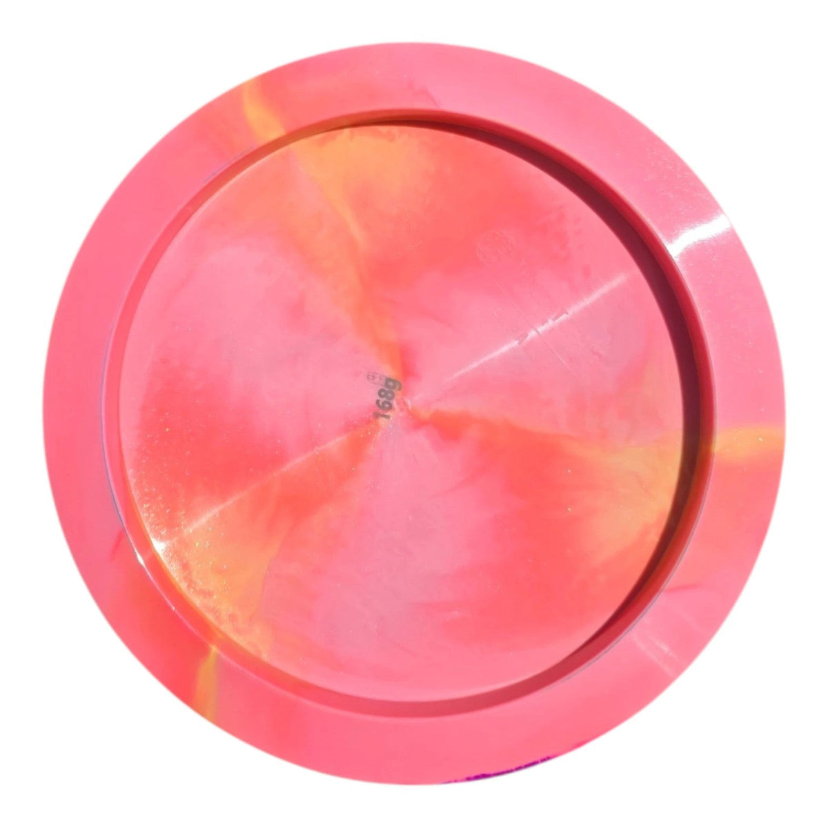 Hand-dyed Thought Space Athletics Expanse in Shimmer Parallel plastic, underside view