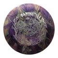 Purple and green hand-dyed Doomsday Famine in Toxic Waste plastic, front view