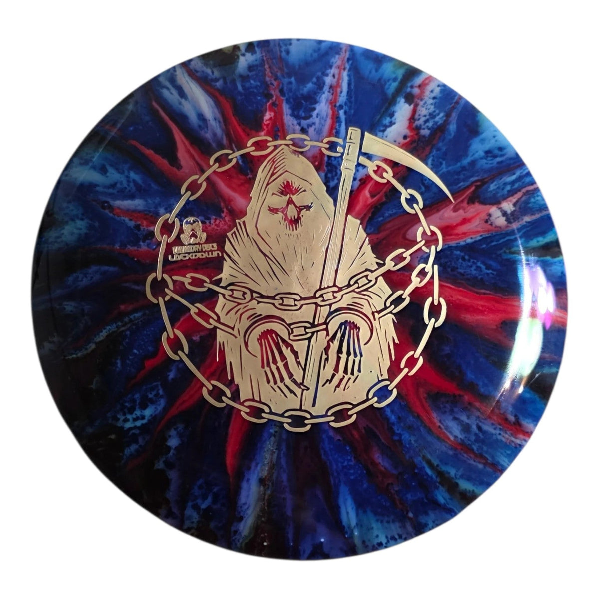 Hand Dyed Lockdown in Survival Plastic: Blue and Red - Doomsday Discs