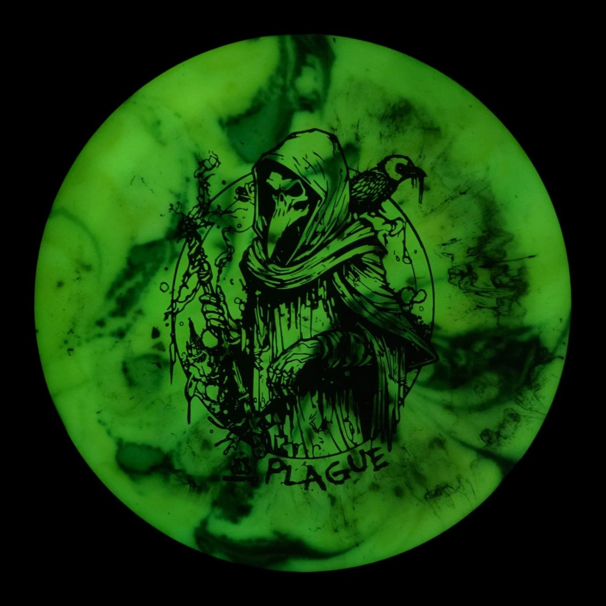 Hand Dyed Plague in Radioactive Waste Plastic: Lime and Black - Doomsday Discs