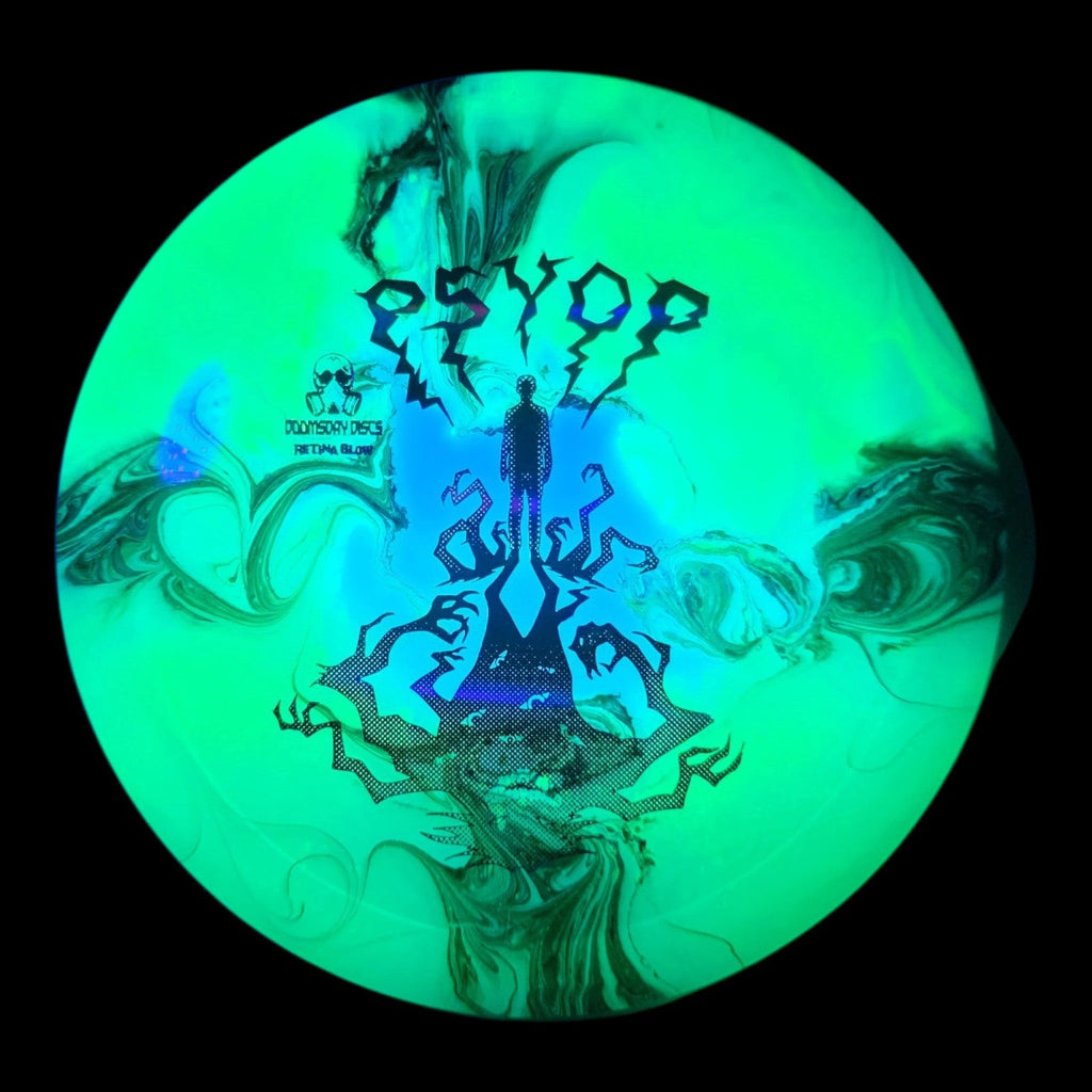 Hand Dyed Psyop in Retina Glow Plastic: Green and Black - Doomsday Discs