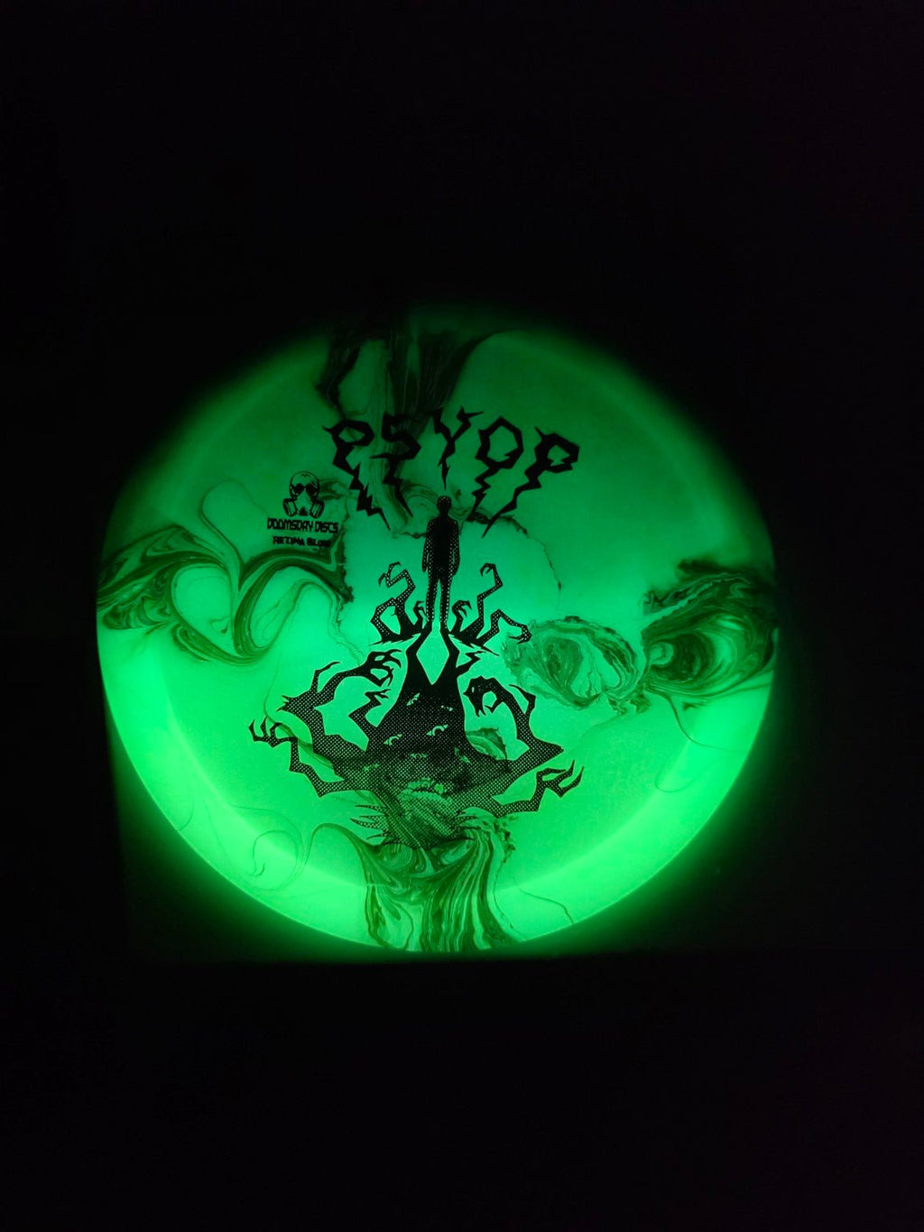 Hand Dyed Psyop in Retina Glow Plastic: Green and Black - Doomsday Discs