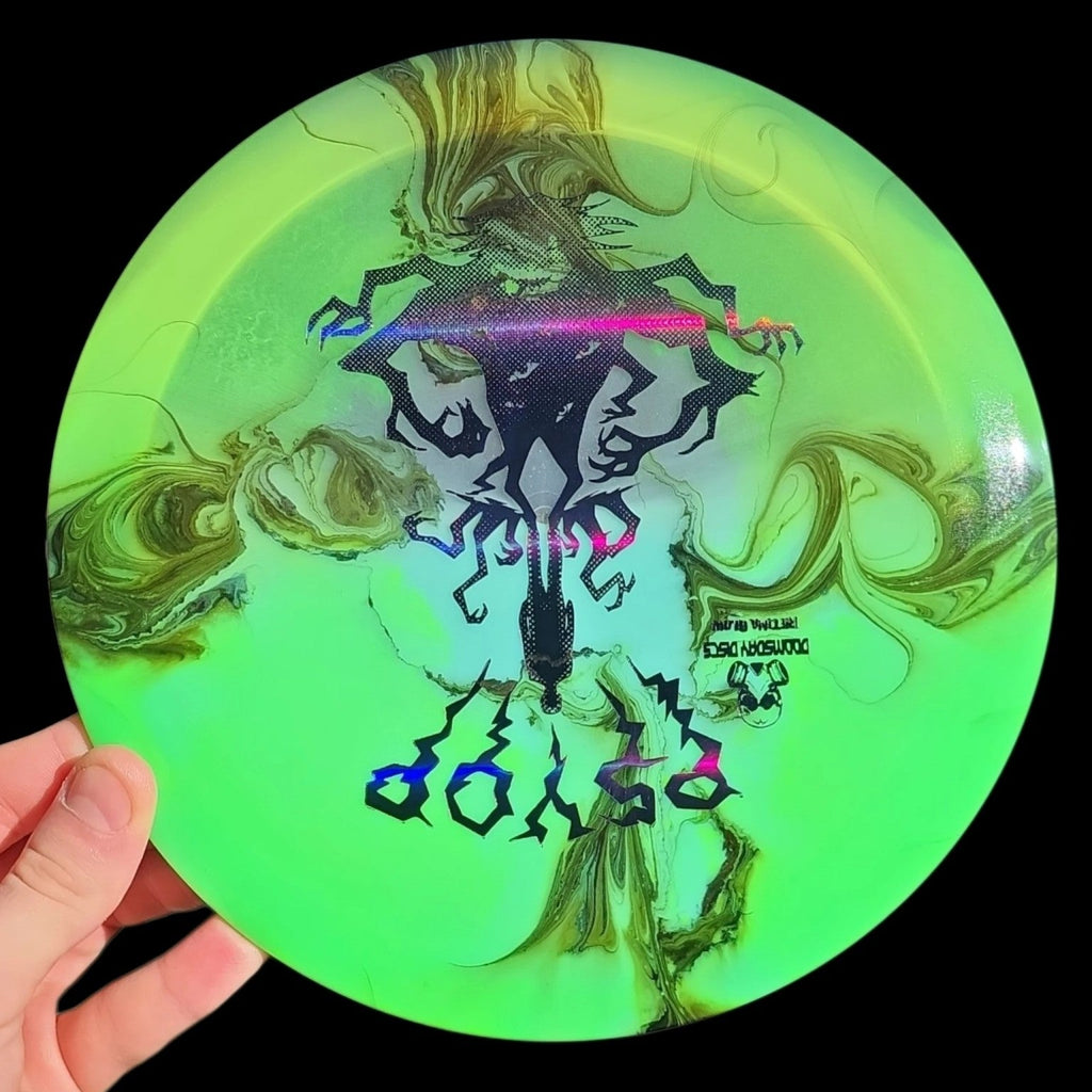 Hand Dyed Psyop in Retina Glow Plastic: Green and Black - Doomsday Discs