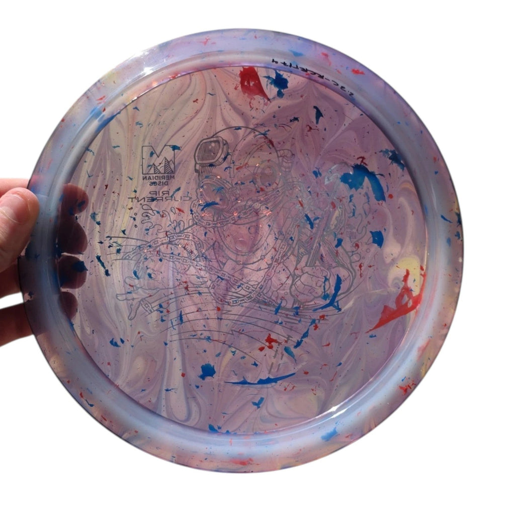 Hand Dyed Rip Current in Marbled Clarus Plastic: Blue and Red - Meridian Discs
