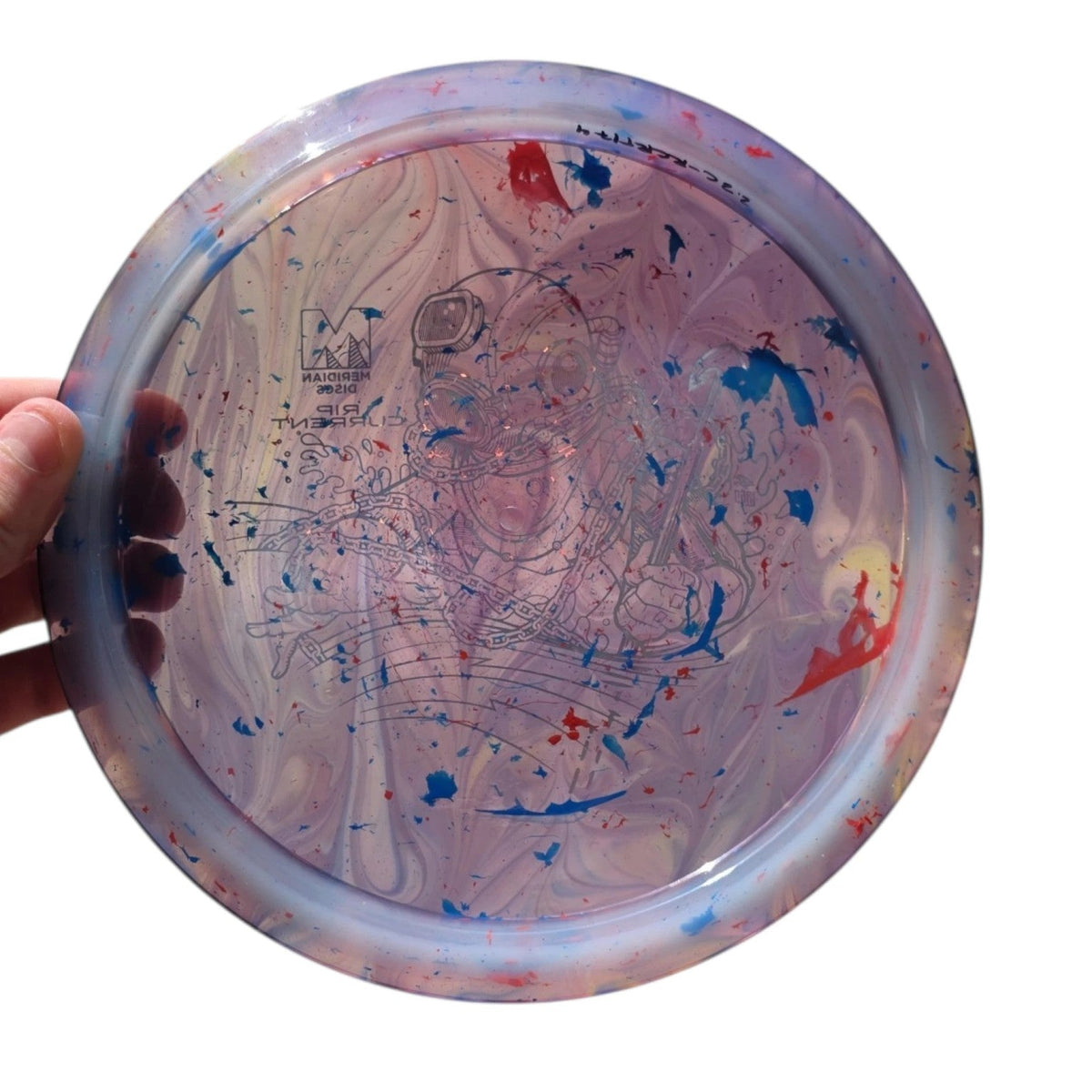Hand Dyed Rip Current in Marbled Clarus Plastic: Blue and Red - Meridian Discs
