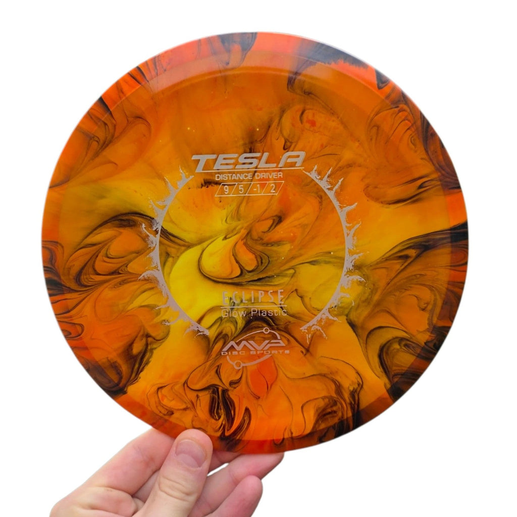 Hand Dyed Tesla in Eclipse Glow Plastic: Orange and Black - MVP Disc Sports