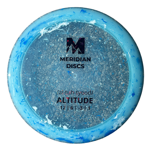 Blue Meridian Altitude in Marbled Clarus plastic with white and blue marbling.