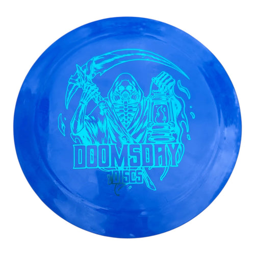 Blue Doomsday Flying Guillotine in Survival plastic with Reaper stamp, front view